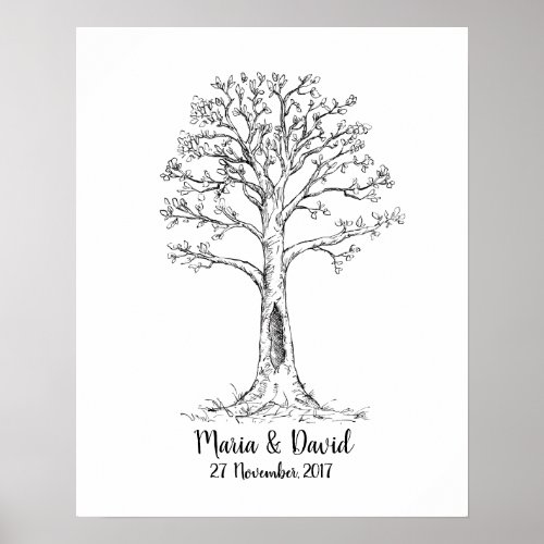 Fingerprint tree GuestBook Thumbprint Tree Poster