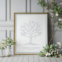 Fingerprint Tree & Monogram Wedding Guest Book