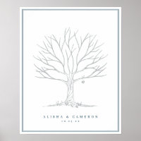 Fingerprint Tree & Monogram Wedding Guest Book