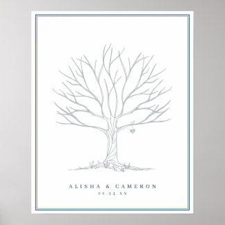 Fingerprint Tree & Monogram Wedding Guest Book
