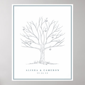 Fingerprint Tree & Monogram Wedding Guest Book