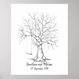 Mothers Day Gift Personalised Family Fingerprint Thumbprint Tree 