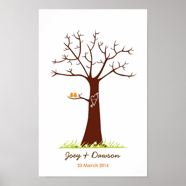 Fingerprint Tree Wedding Guestbook (White) (Front)