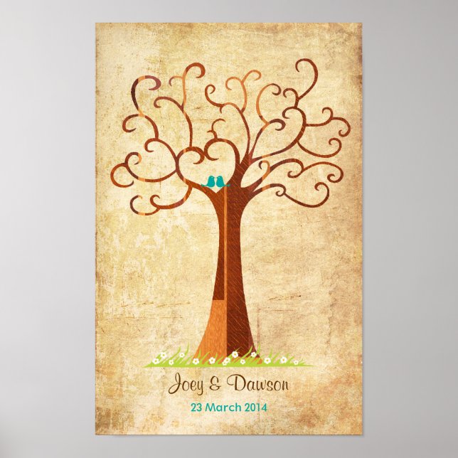 Fingerprint Tree Wedding - Heartastic (Vintage) Poster (Front)
