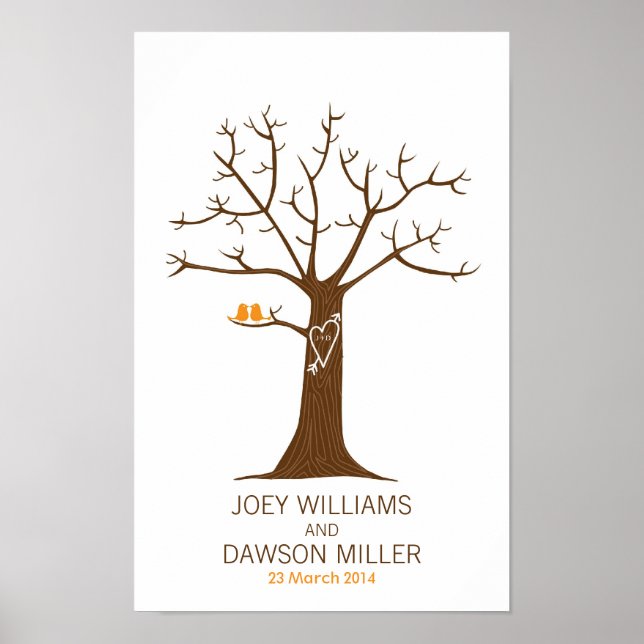 Fingerprint Tree Wedding (White) Poster (Front)