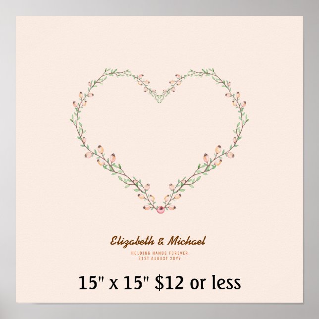 Fingerprint Tree Wreath Heart Budget Coral Poster (Front)