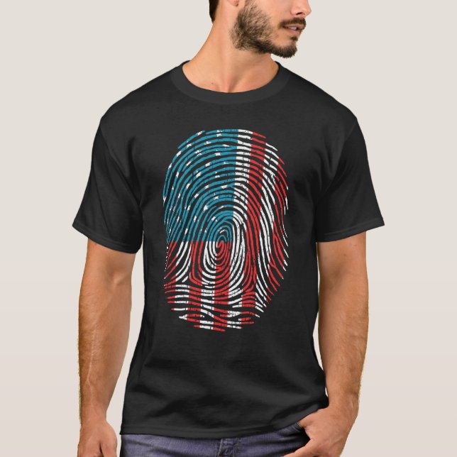 Fingerprint usa American Flag 4th of July T-Shirt (Front)