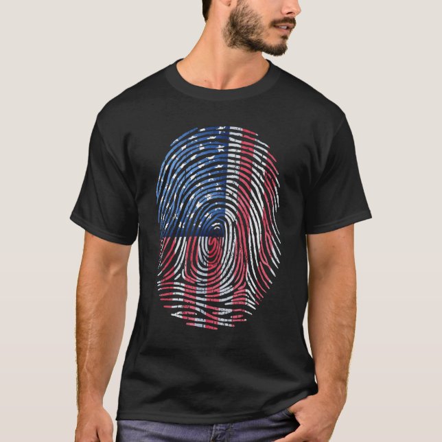 Fingerprint usa American Flag 4th of July T-Shirt (Front)