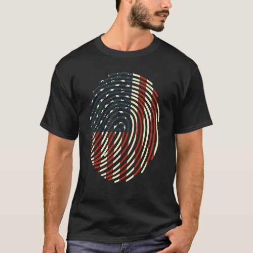 Fingerprint usa American Flag 4th of July T_Shirt