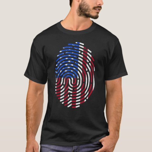 Fingerprint usa American Flag 4th of July T_Shirt