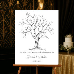 fingerprint wedding guest book tree hand drawn