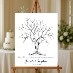 fingerprint wedding guest book tree hand drawn