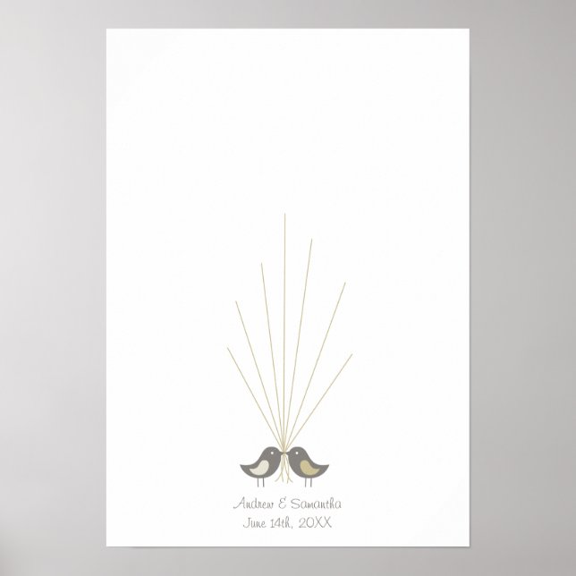 Fingerprint Wedding Guestbook | Love Birds (Front)