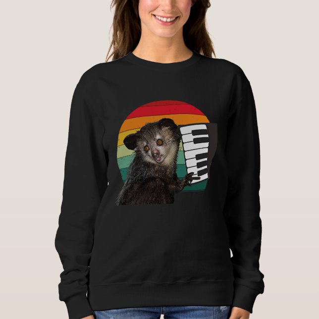 Fingers Animal Aye aye Piano Retro Men Women Kids Sweatshirt (Front)