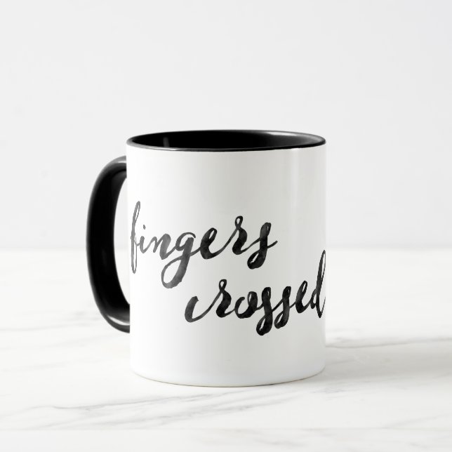 Fingers Crossed Typography Mug (Front Left)