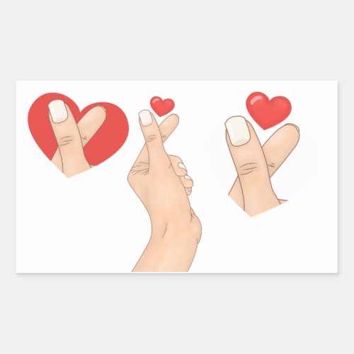 Fingers Finger Heart  Rectangular Sticker