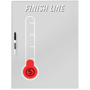 Finish Line Fundraising Goal Gray Thermometer Dry Erase Board
