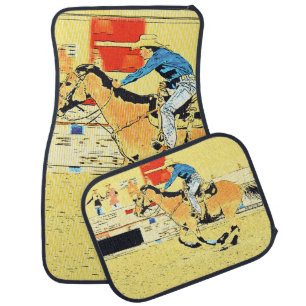Finish-Line Run - Rodeo Cowgirl Car Floor Mat