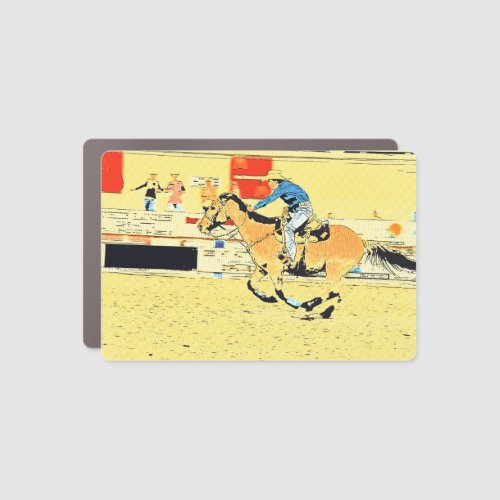Finish_Line Run _ Rodeo Cowgirl Car Magnet
