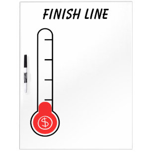 Finish Line Thermometer Fundraising Goal  Dry Erase Board