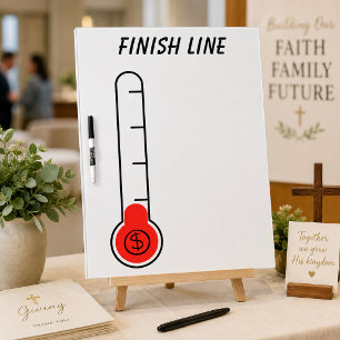 Finish Line Thermometer Fundraising Goal Dry Erase Board