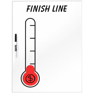 Finish Line Thermometer Fundraising Goal  Dry Erase Board