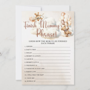 FINISH MOMMY'S PHRASE Baby Shower Game Cute Bear Invitation