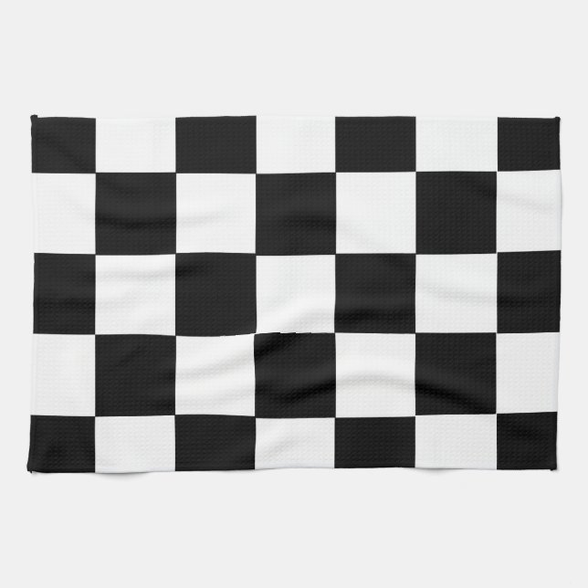 finish race car flag black white squares chess towel (Horizontal)