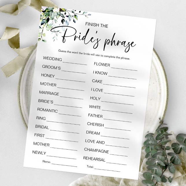 Finish The Brides Phrase Bridal Shower Game Invitation (Creator Uploaded)