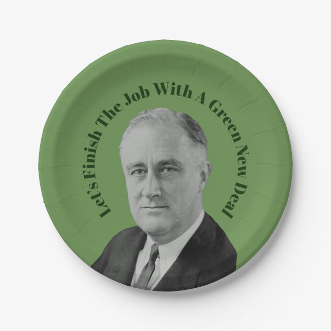Finish The Job Green New Deal Paper Plates (Front)
