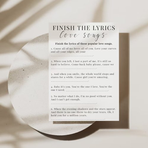 Finish The Love Song Lyrics Invitation