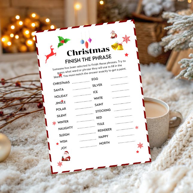 Finish The phrase Christmas Party game card (Creator Uploaded)