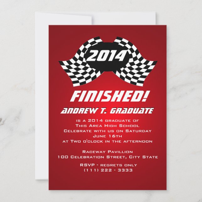 Finished 2014 Racing Flags Graduation Invitation (Front)