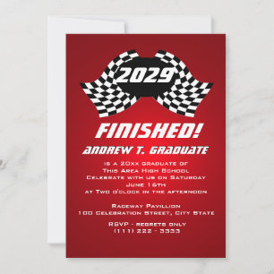 Finished Racing Flags Graduation Invitation