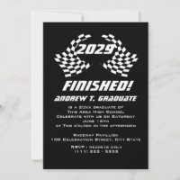 Finished Racing Flags Graduation Invitation
