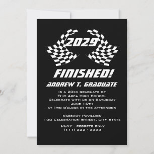 Finished Racing Flags Graduation Invitation
