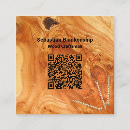 Finished Wood Knot Woodworking Craftsman Square Business Card