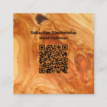 Finished Wood Texture Knot Woodworking Craftsman Square Business Card by PaPr_Emporium at Zazzle