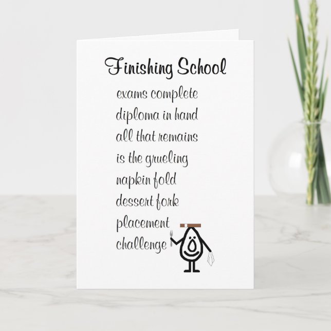 Finishing School, College Grad Congratulations Card (Front)
