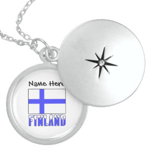 Finland and Finnish Flag Personalized Locket Necklace