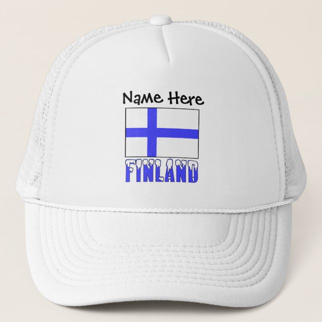 Finland and Finnish Flag Personalized  Trucker Hat (Front)