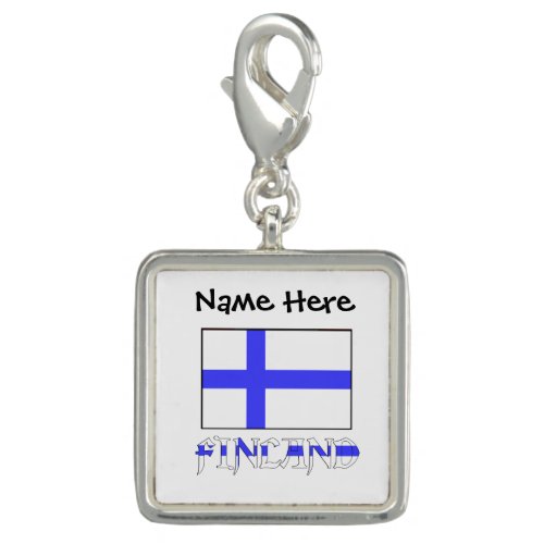 Finland and Finnish Flag with Your Name Charm