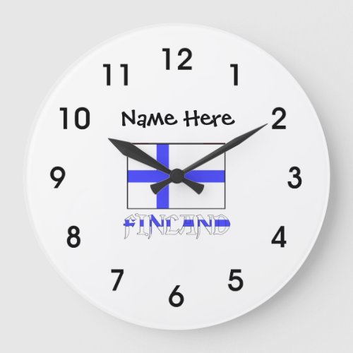 Finland and Finnish Flag with Your Name Large Clock