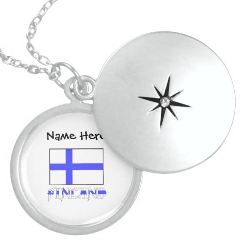 Finland and Finnish Flag with Your Name Locket Necklace