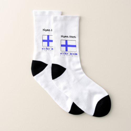 Finland and Finnish Flag with Your Name Socks