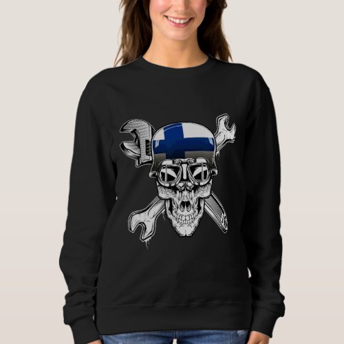 Finland Biker Skull Motorcycle Flag Sweatshirt