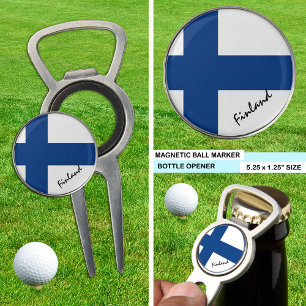 Finland bottle opener, golf marker, Finnish Flag Divot Tool