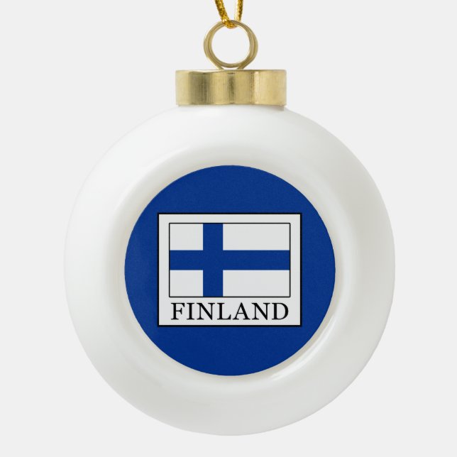 Finland Ceramic Ball Christmas Ornament (Front)