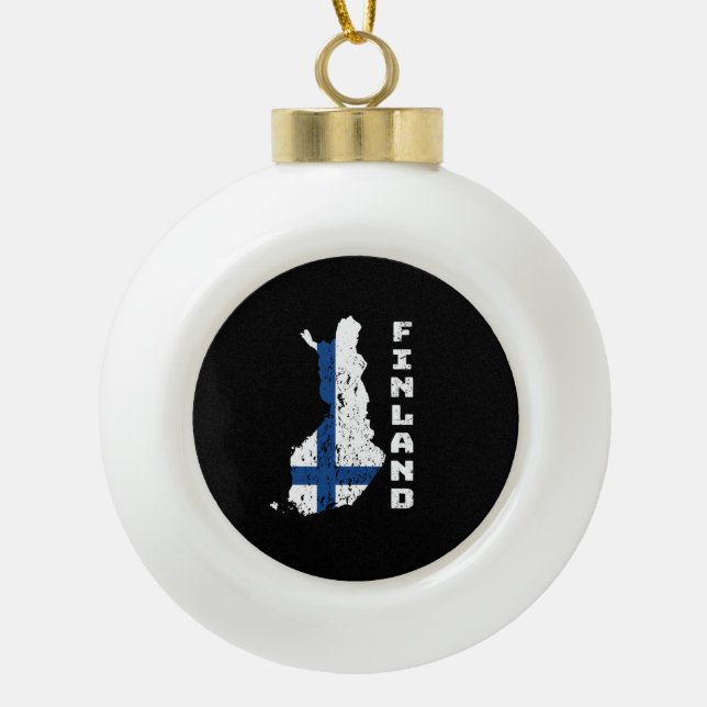 Finland Ceramic Ball Christmas Ornament (Front)