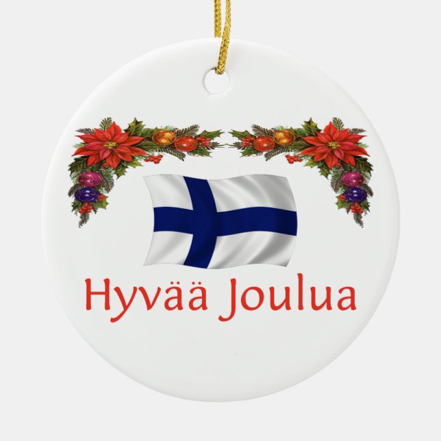 Finland Christmas Ceramic Ornament (Front)